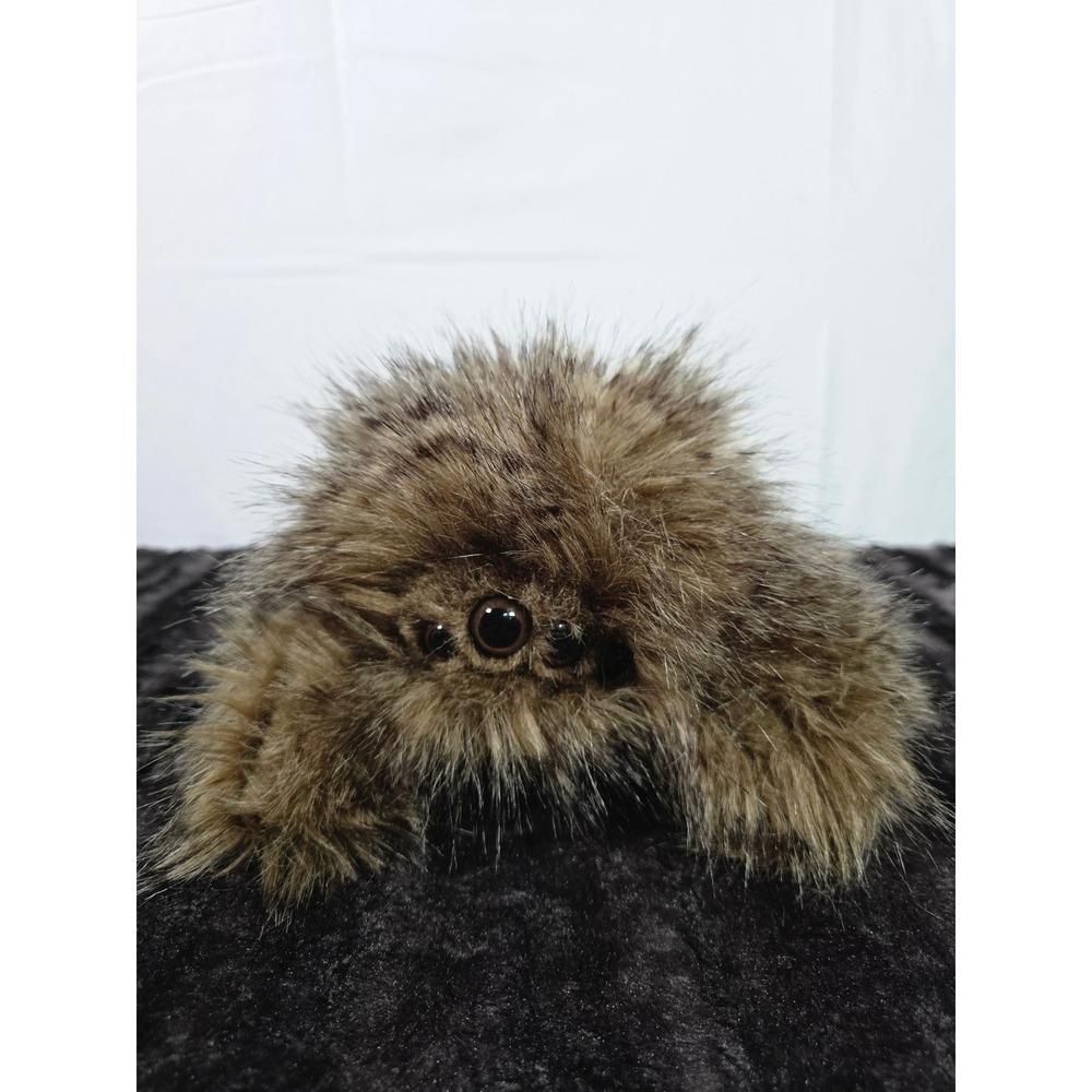 Handmade Faux Fur Jumping Spider Plush Brown Shaggy Artisan Spider Toy